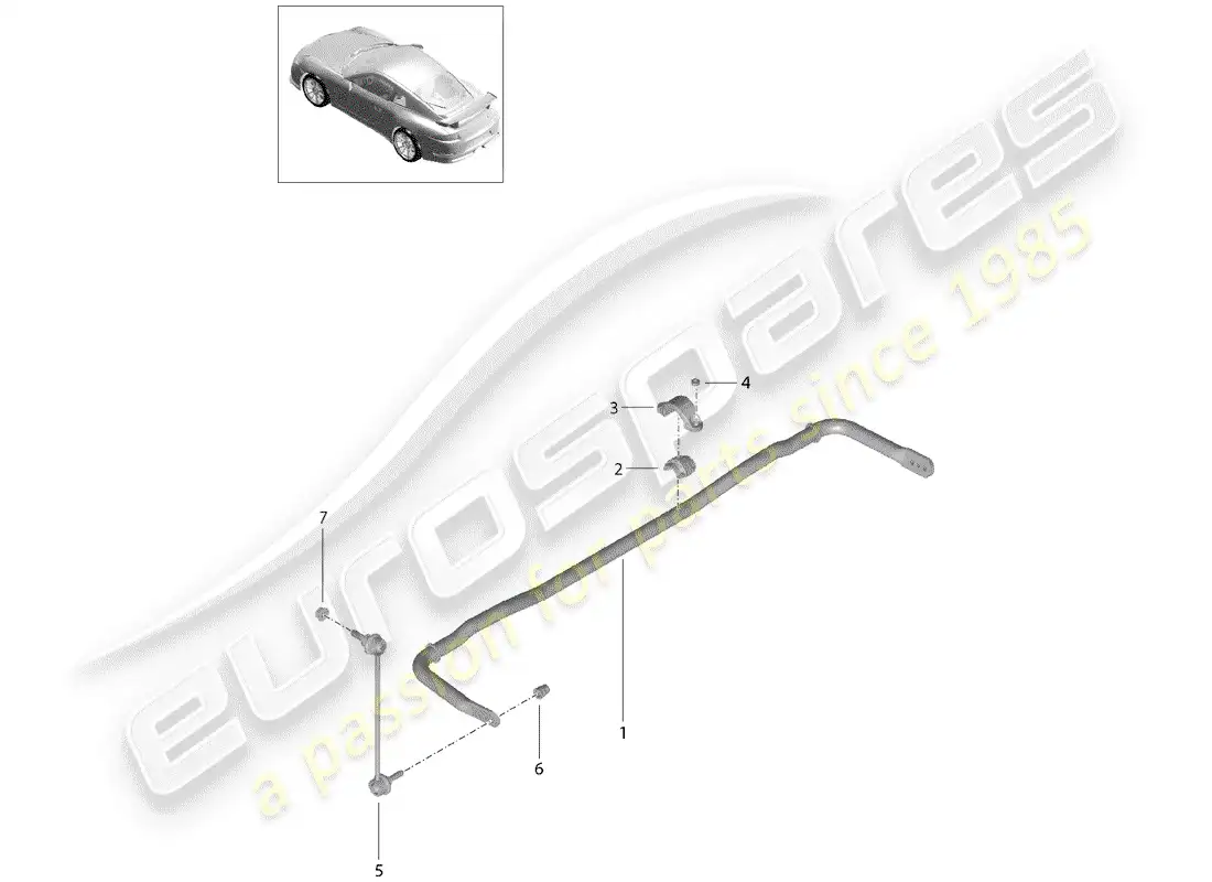 porsche 2016 (991-1 r/gt3/rs) estabilizador diagrama de piezas
