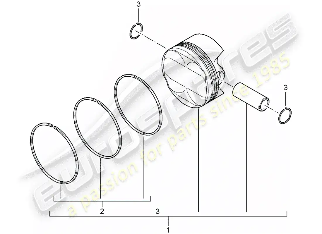 porsche 2008 (997-1) pistón diagrama de piezas