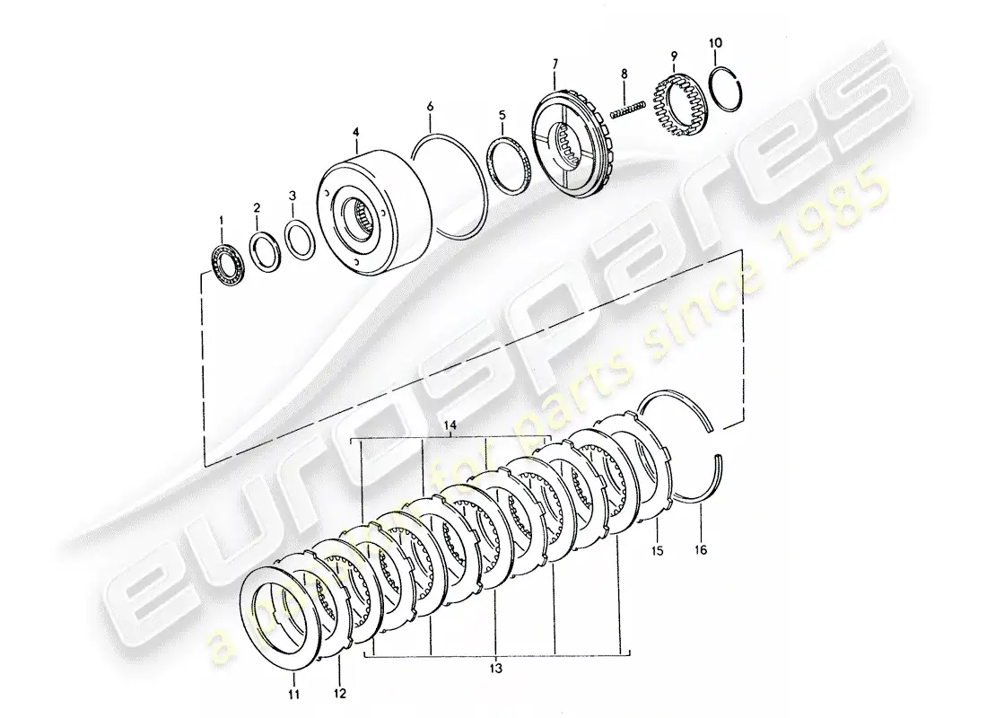 porsche 1994 (928) transmisión automática - embrague - k 1 diagrama de piezas