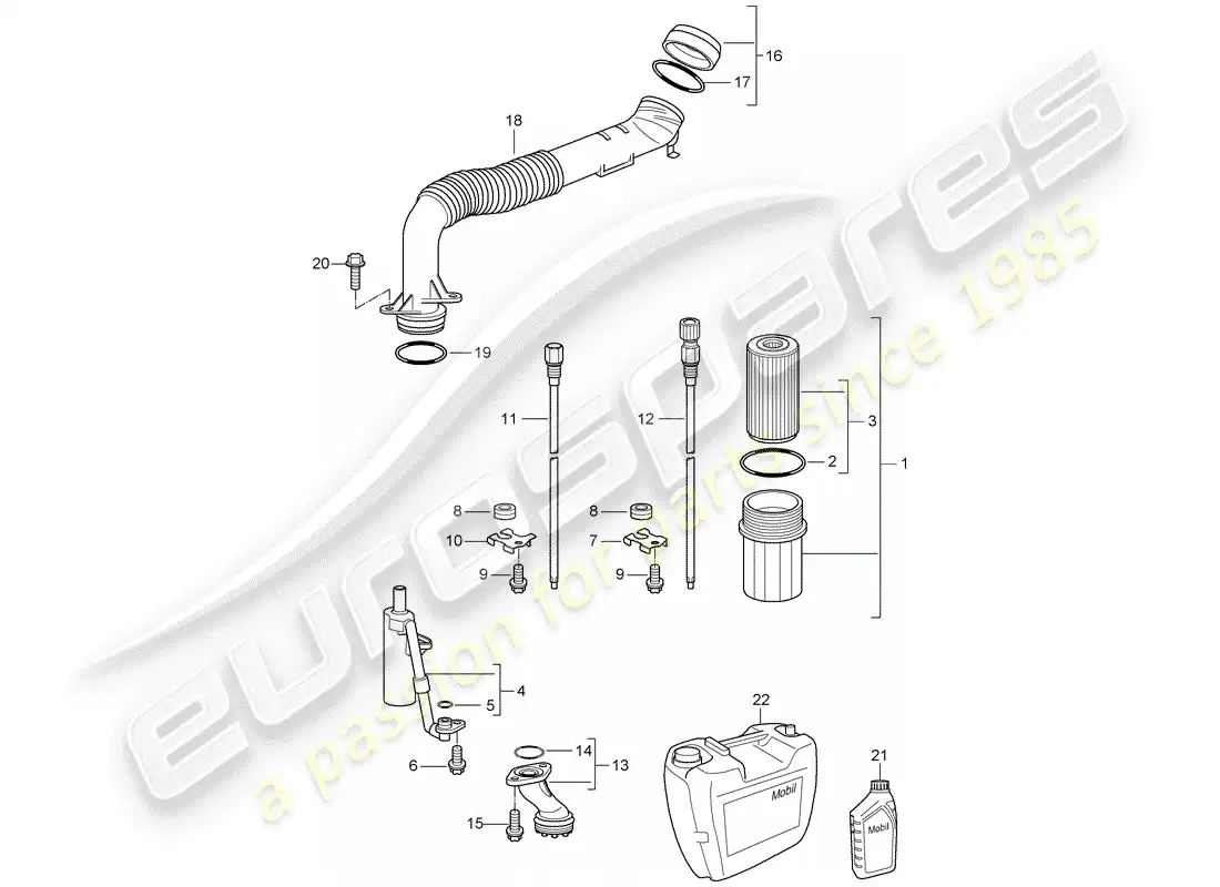 porsche 2008 (997-1) lubricación del motor diagrama de piezas