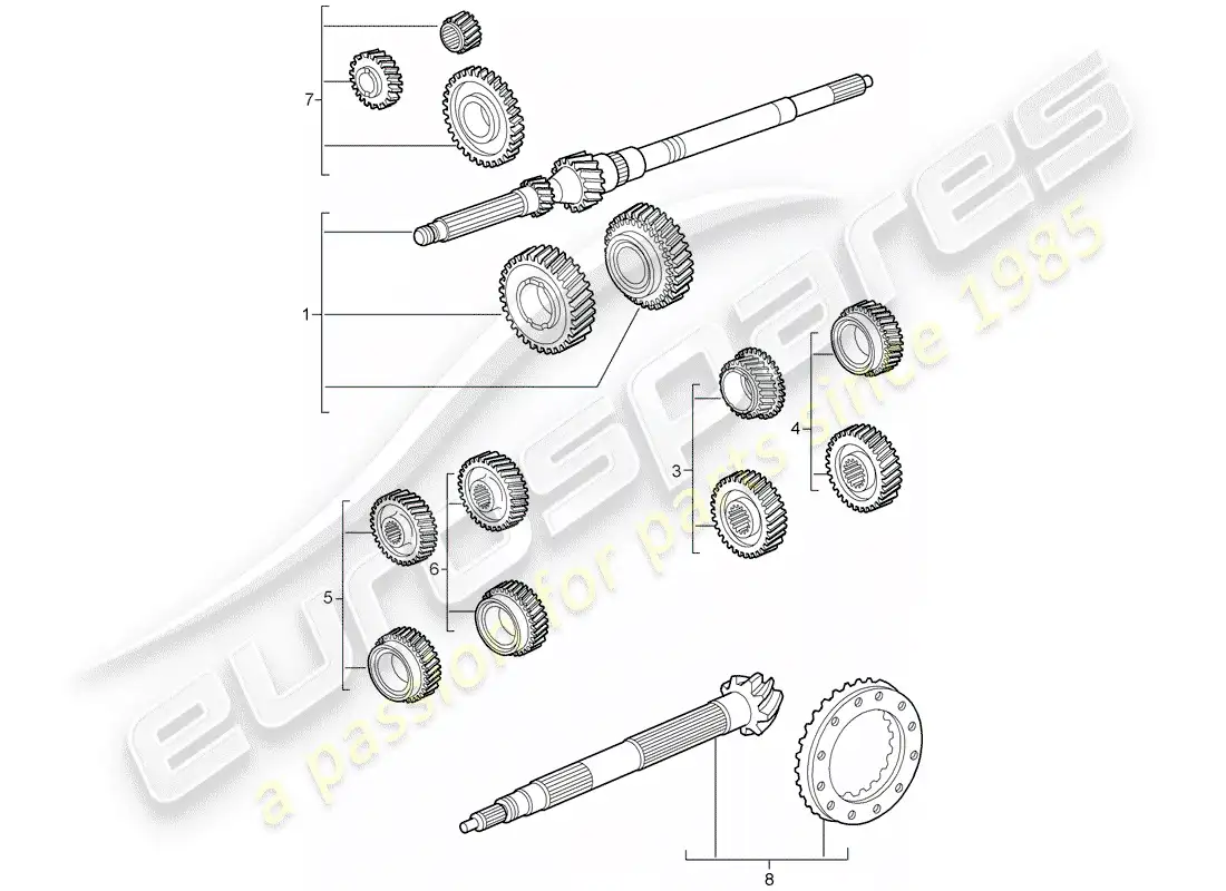 porsche 2009 997-2 turbo / gt2 juegos de ruedas dentadas diagrama de piezas