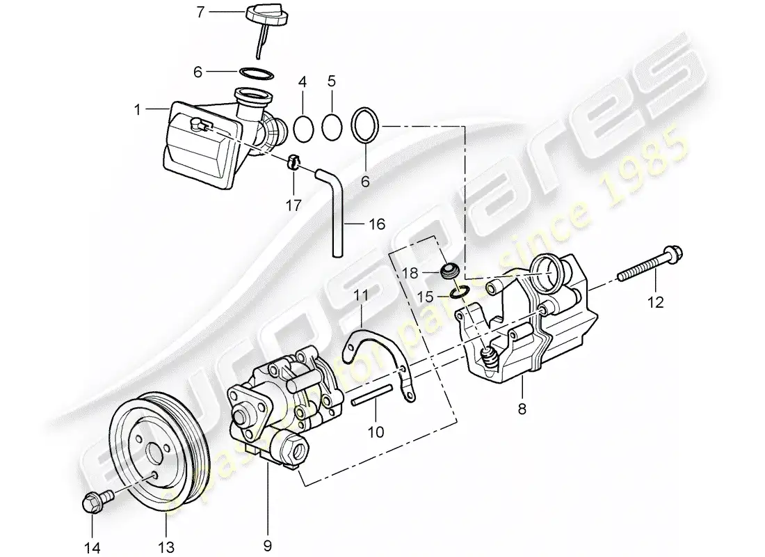 porsche 2005 (987 boxster) dirección asistida diagrama de piezas