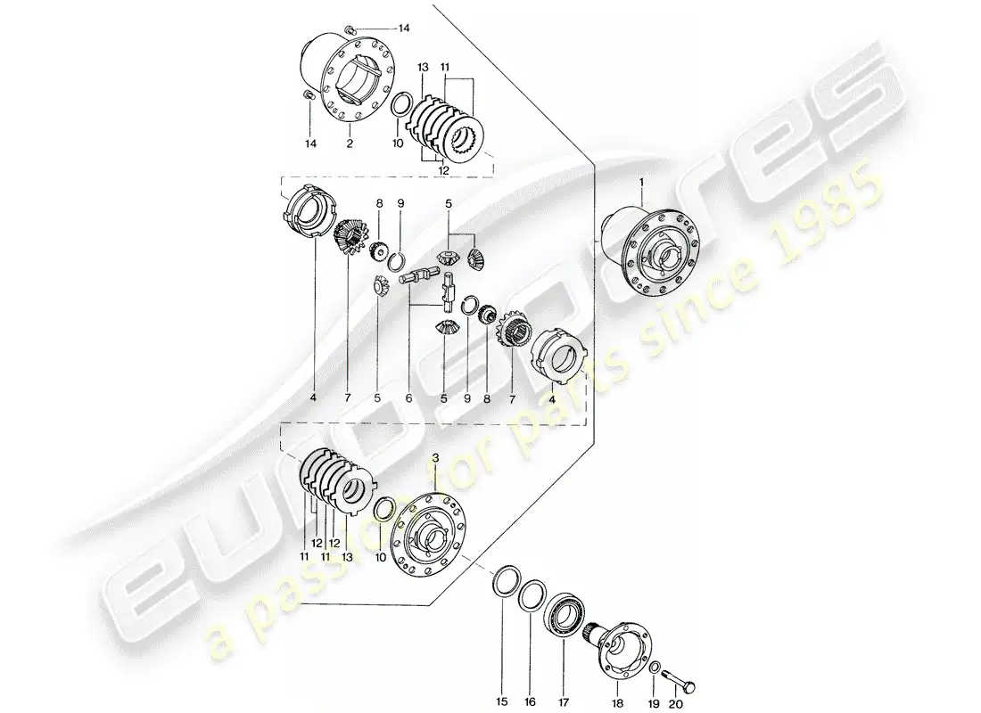 porsche 1976 (914) diferencial de deslizamiento limitado diagrama de piezas