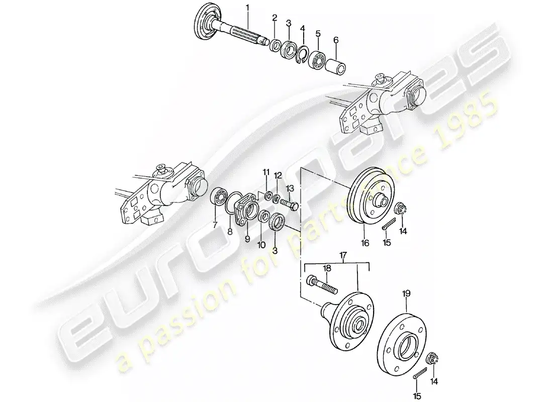 porsche 1985 (924) eje de rueda trasera - lubricantes diagrama de piezas