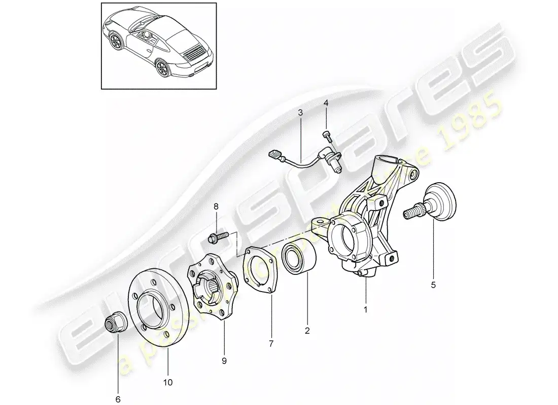 porsche 2010 (997-2) portador de ruedas diagrama de piezas