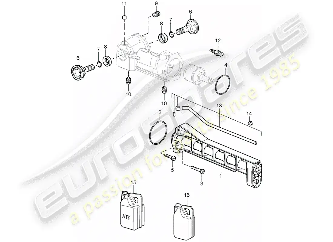 porsche 2009 997-2 turbo / gt2 diferencial del eje delantero diagrama de piezas