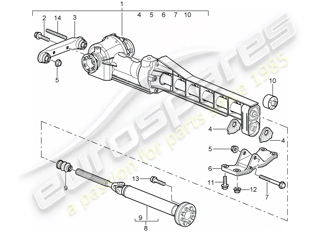 porsche 2009 997-2 turbo / gt2 diferencial del eje delantero diagrama de piezas