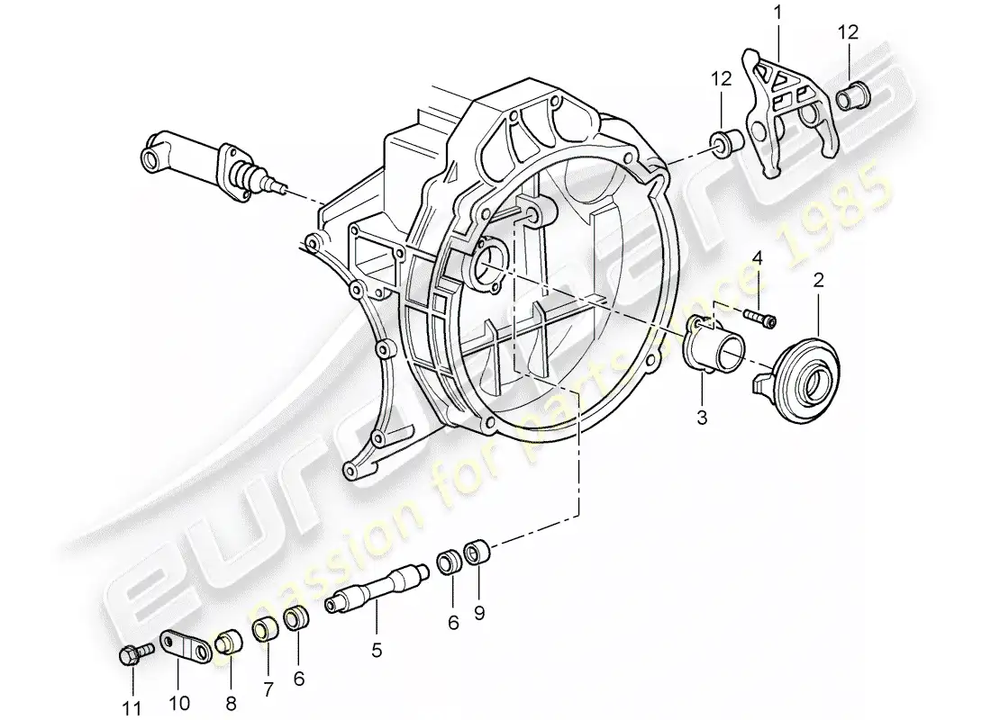 porsche 2009 997-2 turbo / gt2 liberación del embrague diagrama de piezas
