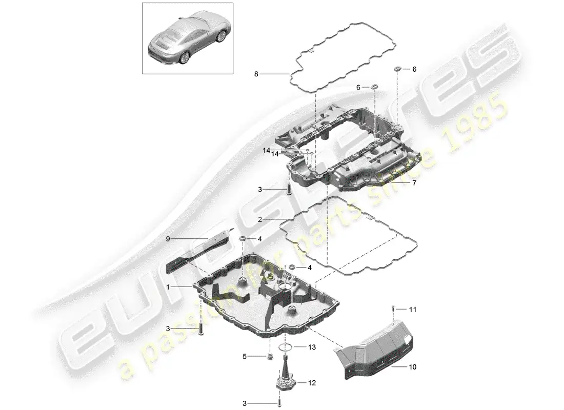 porsche 2020 (991-2) colector de aceite diagrama de piezas