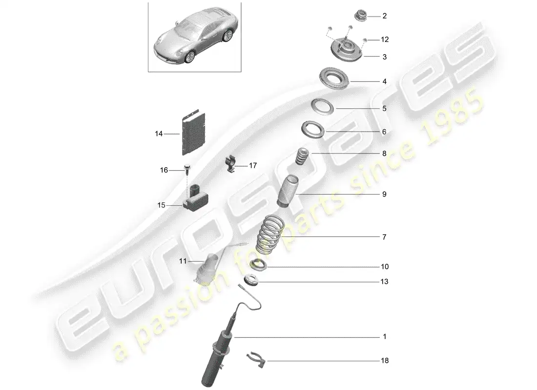 porsche 2020 (991-2) suspensión diagrama de piezas