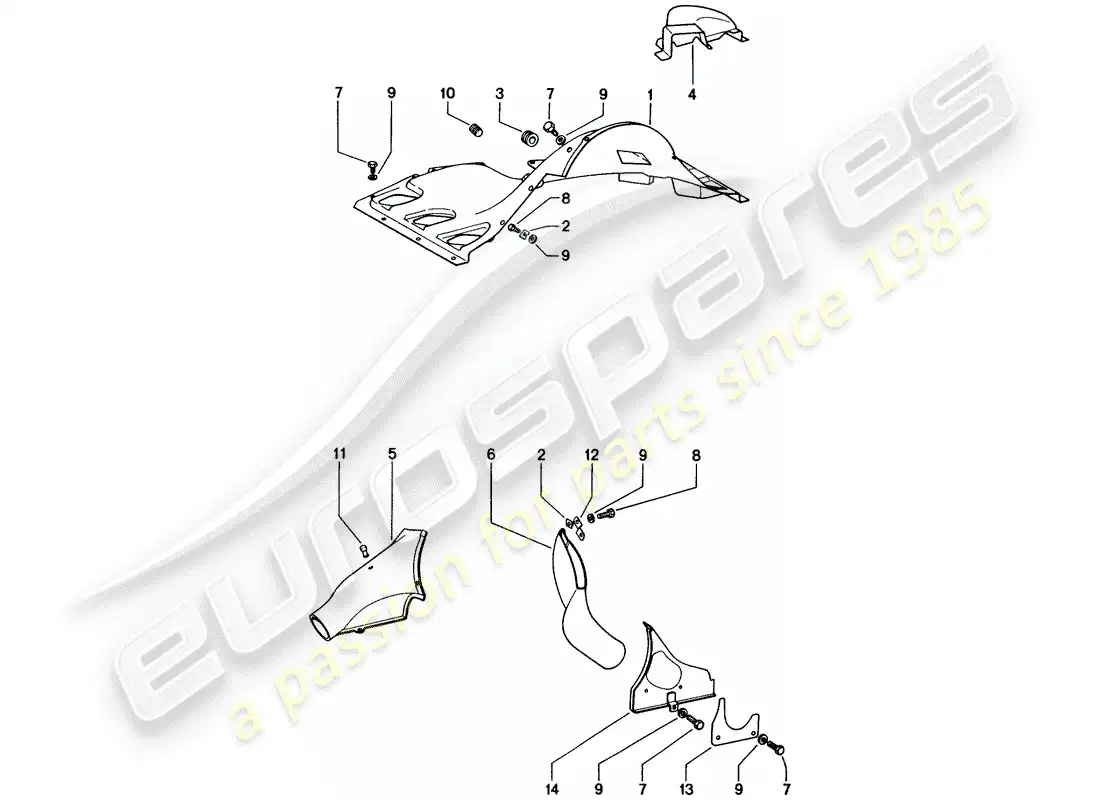 porsche 1976 (914) ducto de aire diagrama de piezas