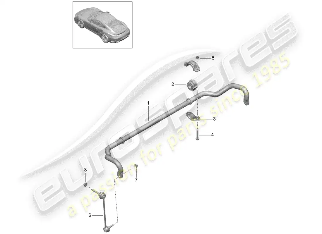 porsche 2015 (991-1 turbo) estabilizador diagrama de piezas