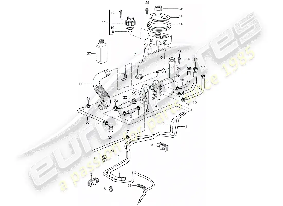 porsche 2008 (987 boxster) water cooling 4 diagrama de piezas