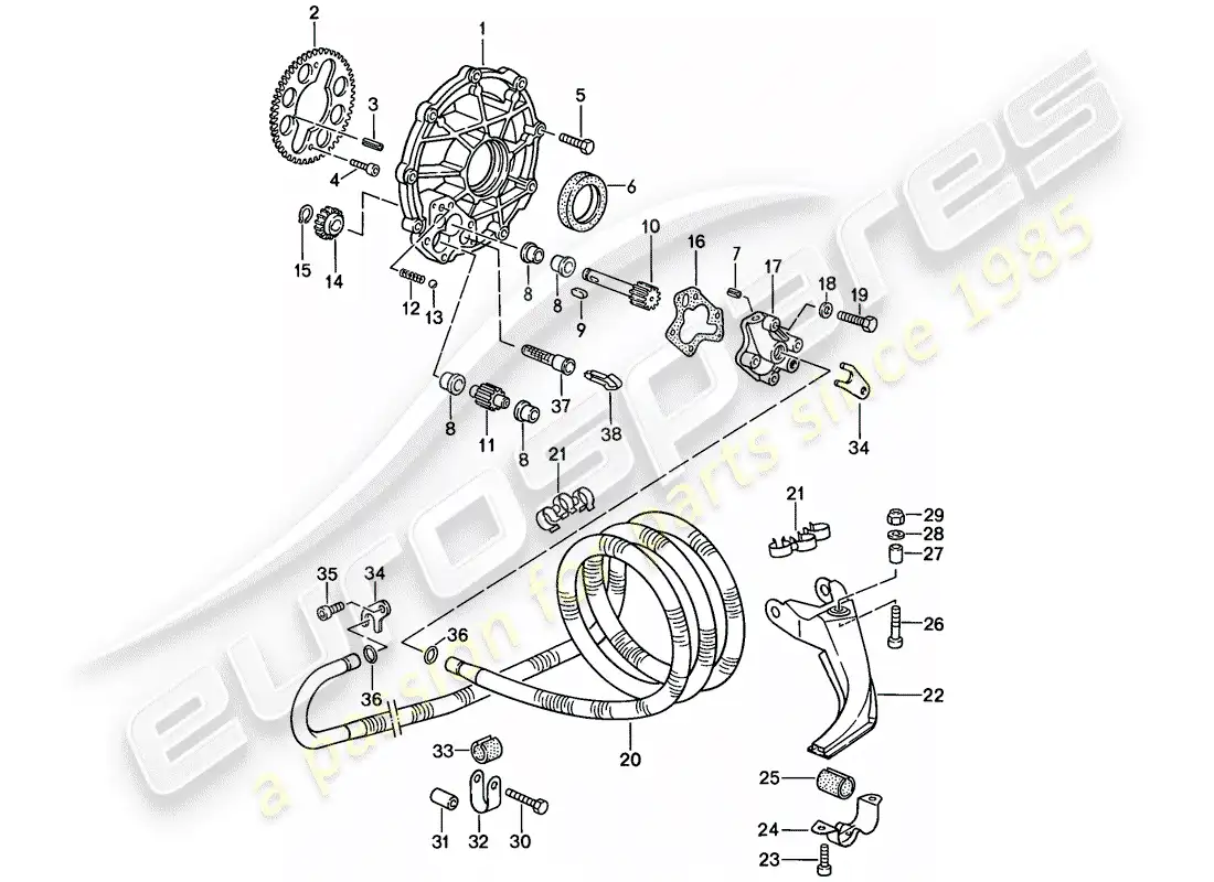 porsche 1986 (944) enfriamiento de aceite diagrama de piezas