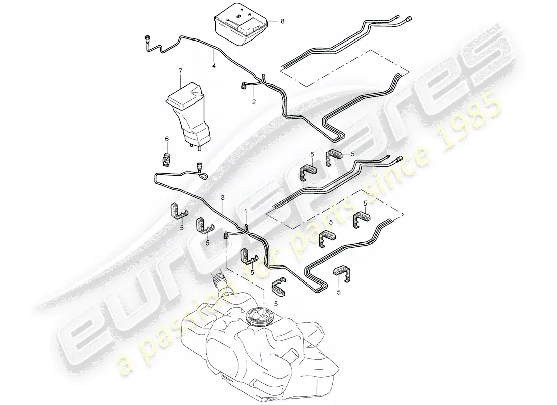 porsche 2007 (987 boxster) fuel system diagrama de piezas