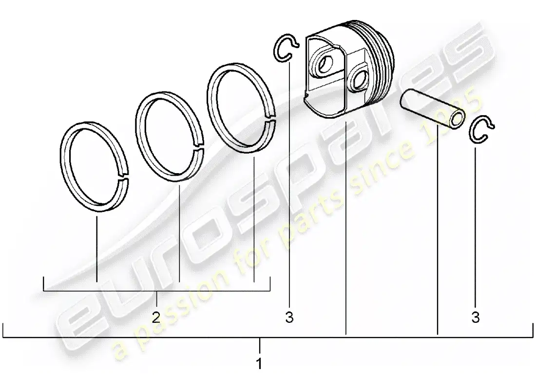 porsche 2007 (987 boxster) pistón diagrama de piezas