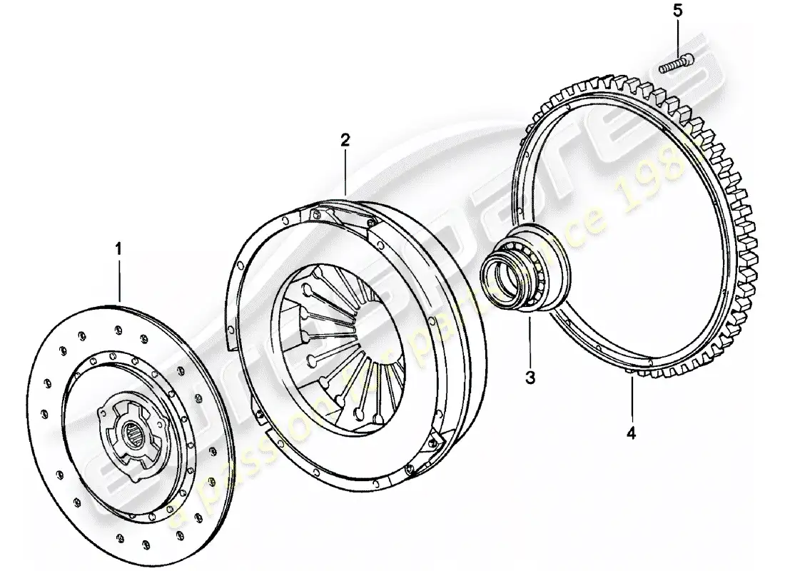 porsche 1985 (924) diagrama de piezas del embrague