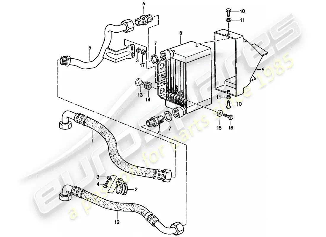 porsche 1986 (944) enfriamiento de aceite diagrama de piezas