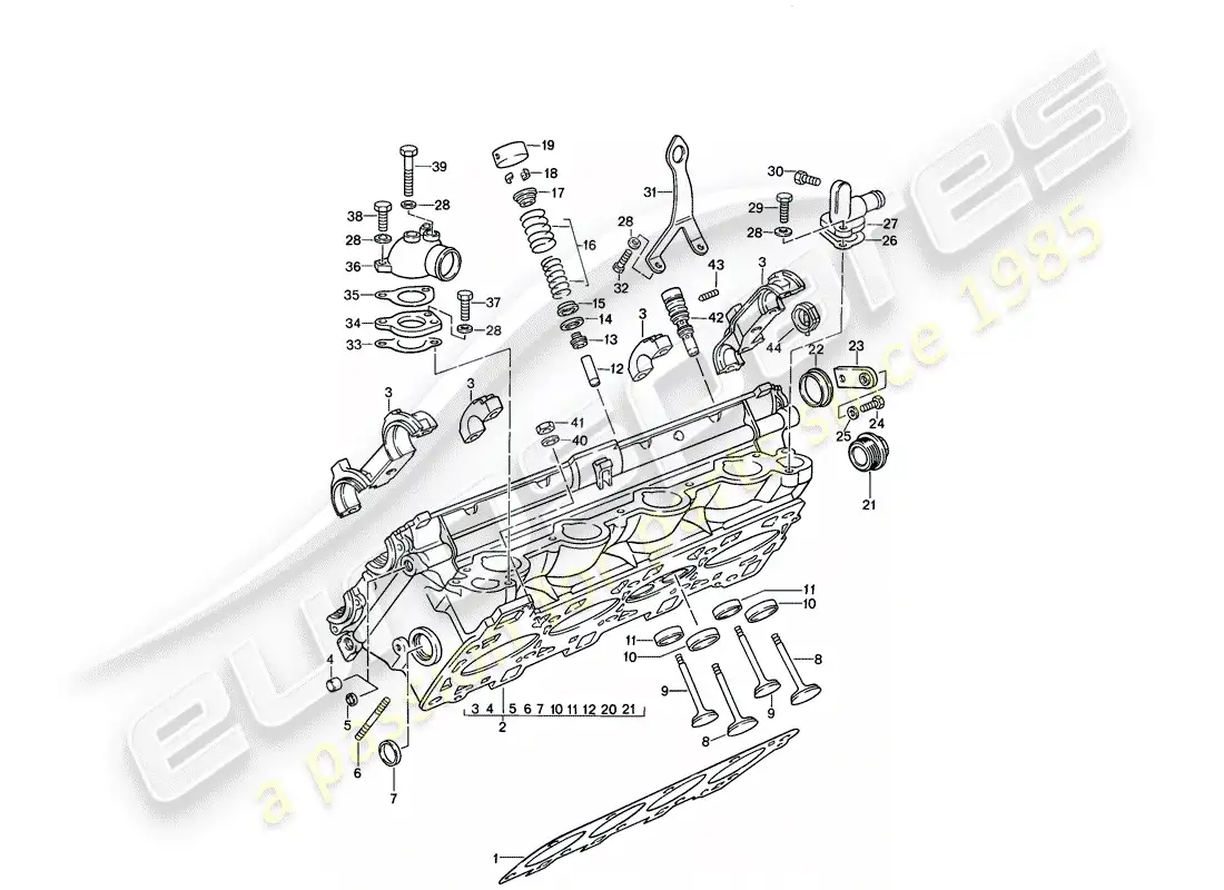 porsche 1986 (944) culata - válvulas diagrama de piezas