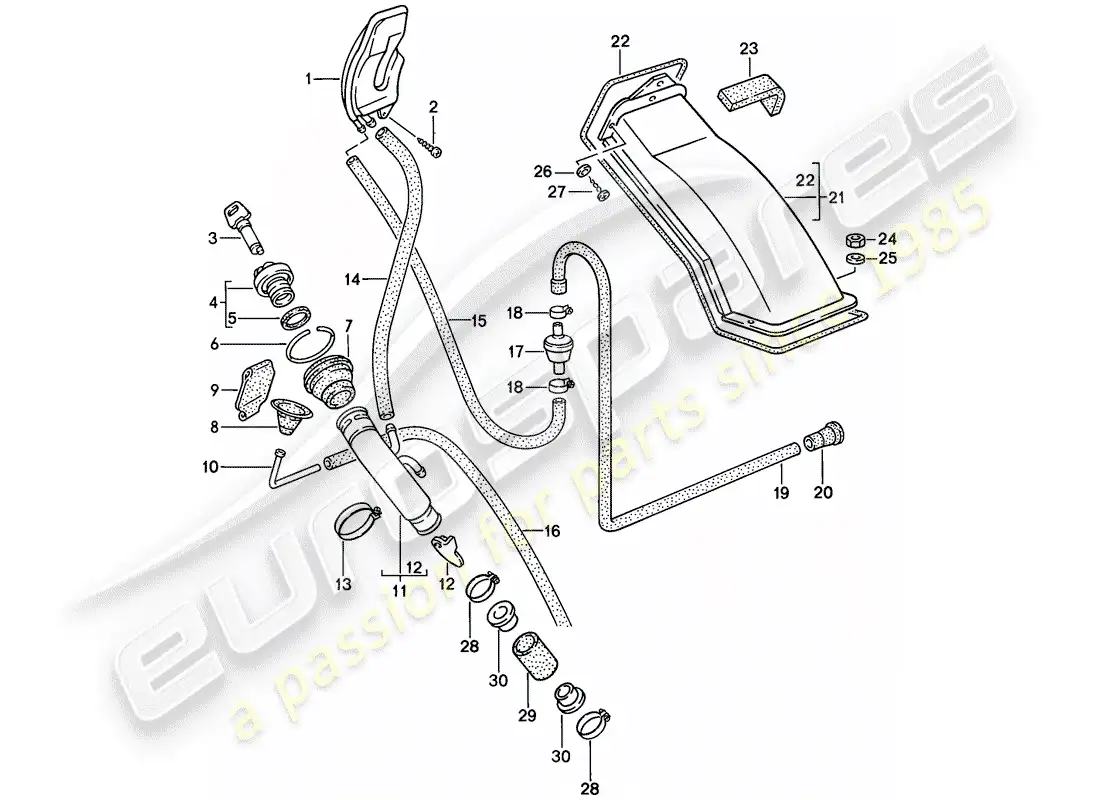 porsche 1988 (944) relleno de cuello diagrama de piezas