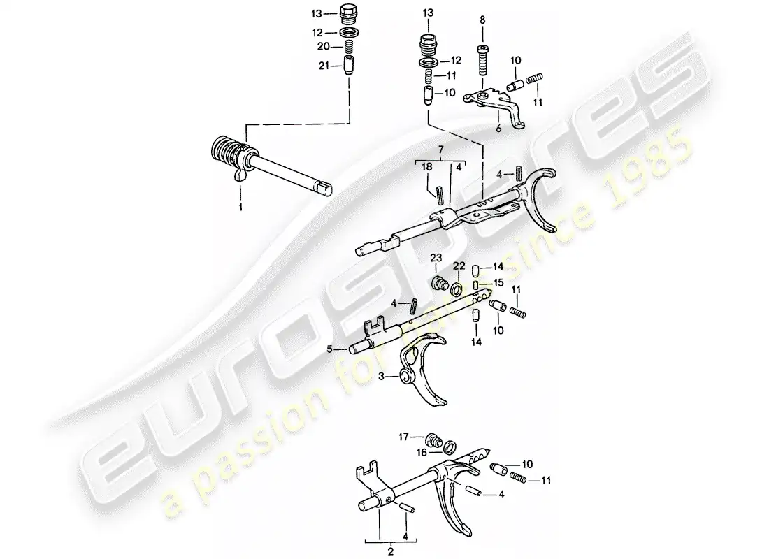 porsche 1986 (944) control de transmisión - - caja de cambios manual diagrama de piezas