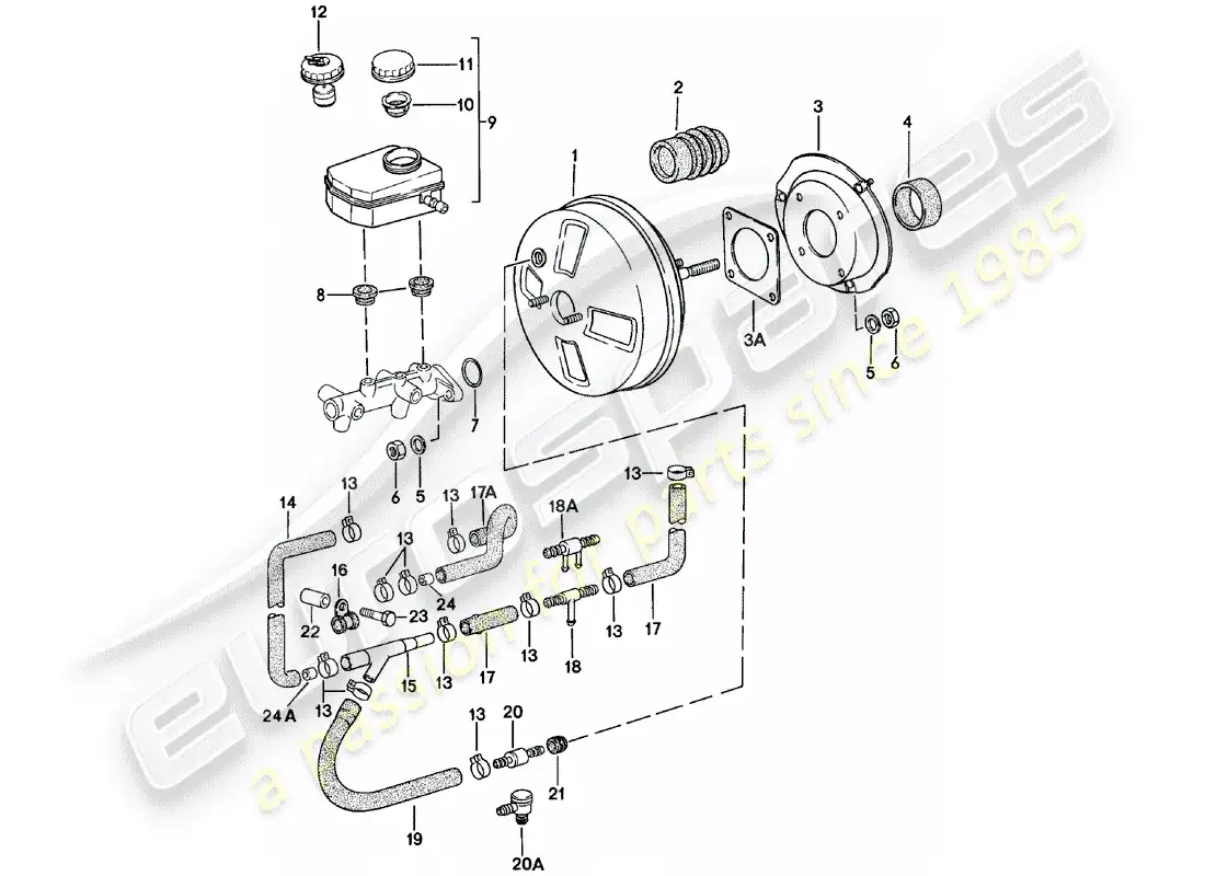 porsche 1981 (924) refuerzo de freno - depósito diagrama de piezas