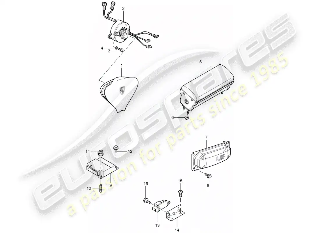 porsche 2005 (carrera gt) diagrama de piezas del airbag