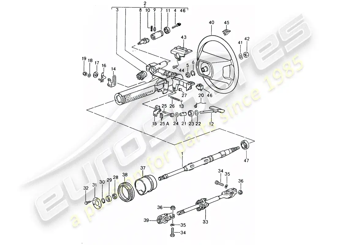 porsche 1989 (928) piezas de dirección - volante - airbag - d - mj 1990>> diagrama de piezas