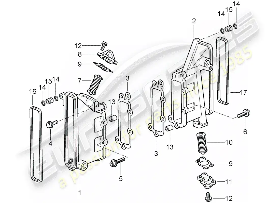 porsche 2008 (997-1 turbo / gt2) diagrama de piezas de la caja de cadena