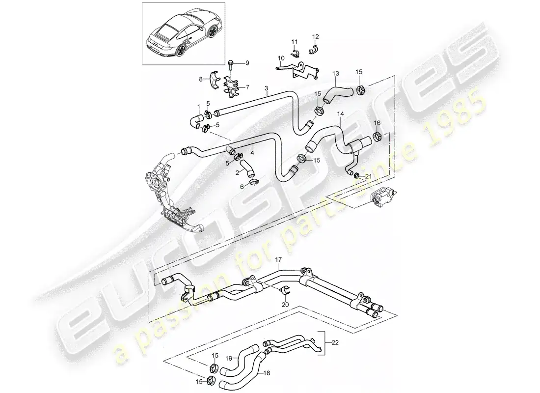 porsche 2008 (997-1 turbo / gt2) diagrama de partes de líneas