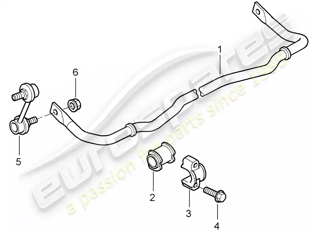 porsche 2008 (997-1 turbo / gt2) diagrama de piezas del estabilizador