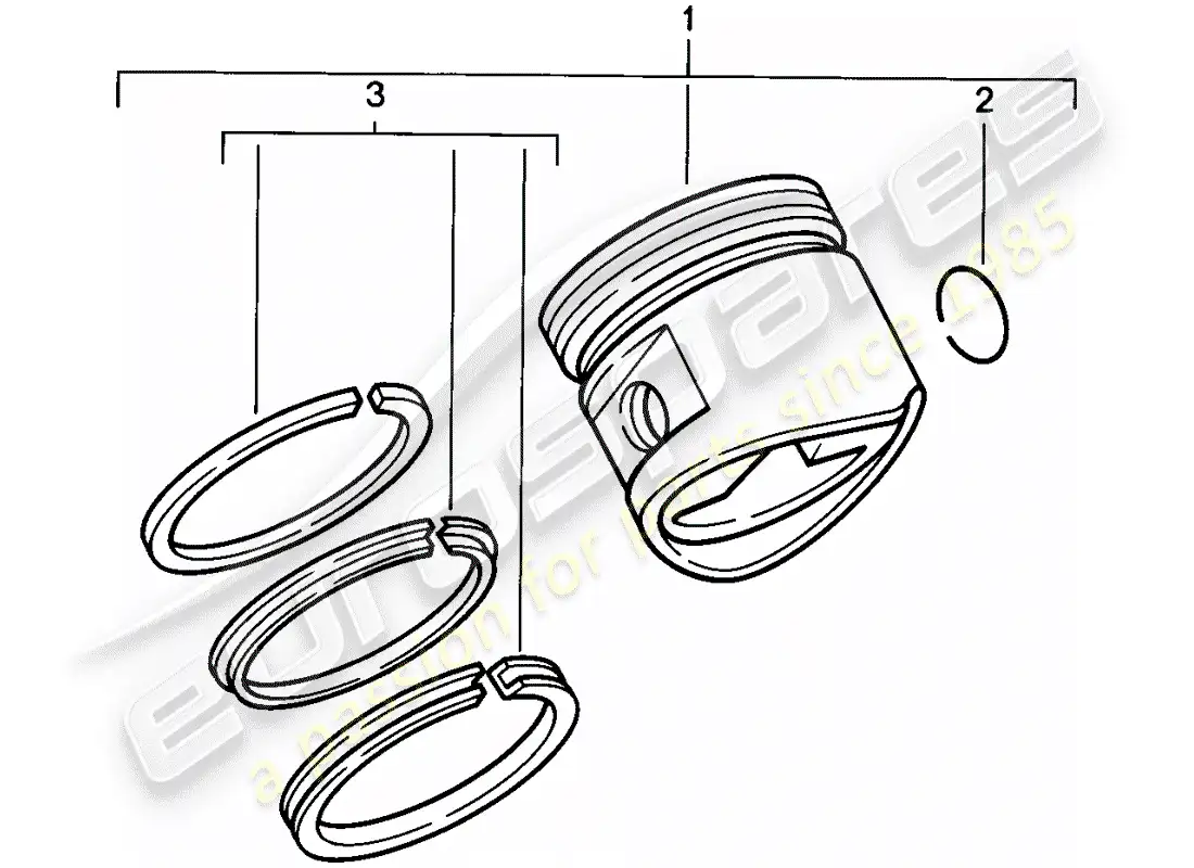porsche 1984 (928) pistón - aros de pistón diagrama de piezas