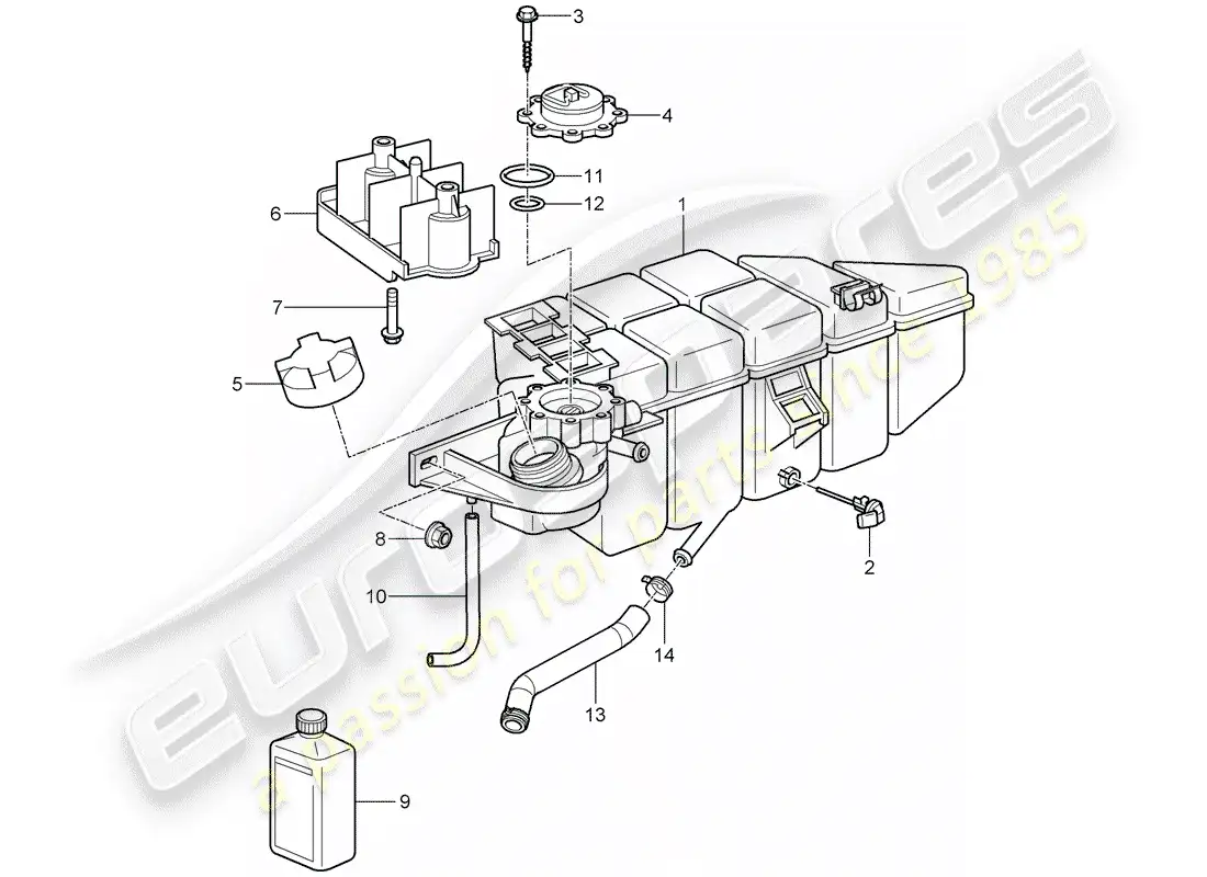 porsche 2008 (997-1 turbo / gt2) refrigeración por agua 4 diagrama de piezas
