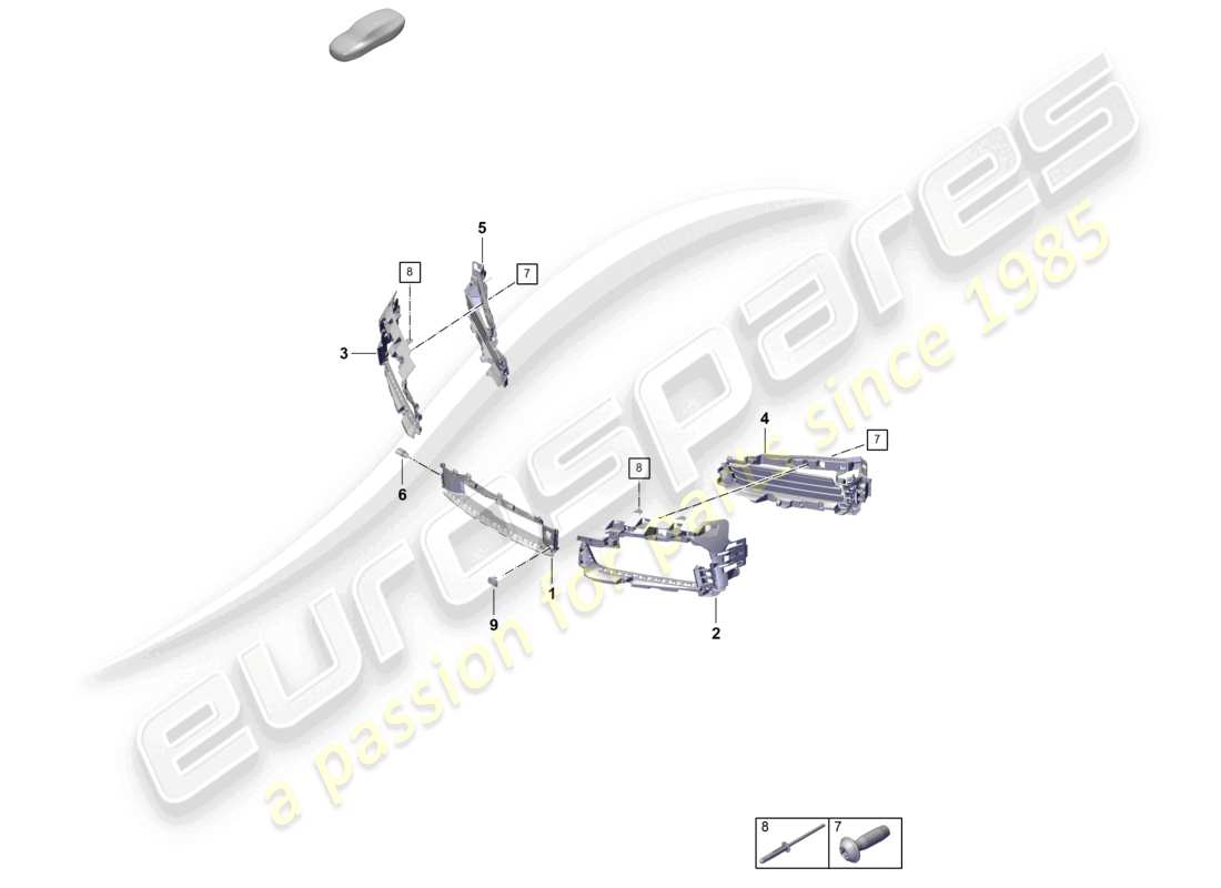 porsche 2025 (992-2 turbo / s) diagrama de piezas del parachoques delantero con guía de aire