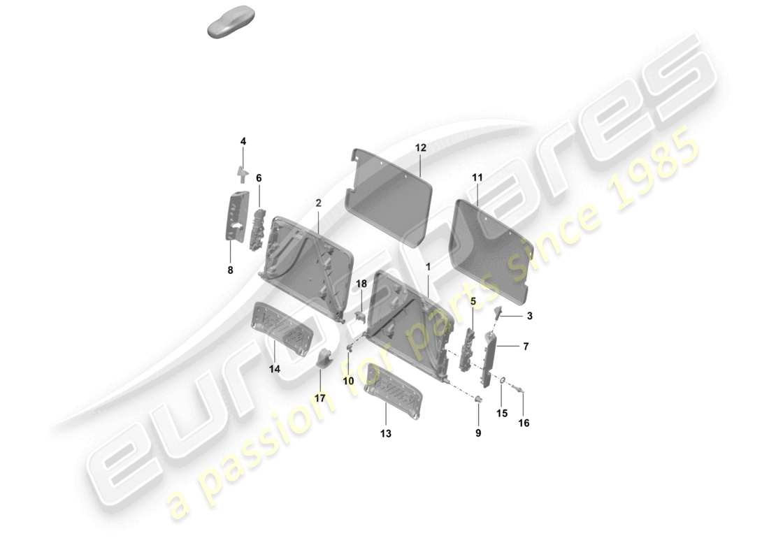 porsche 2026 (992-2 turbo / s) diagrama de piezas del marco del respaldo