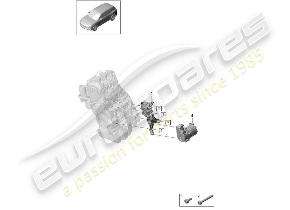porsche 2021 (cayenne e3 9ya/9yb) amortiguador tensor de correa poly-v diagrama de piezas