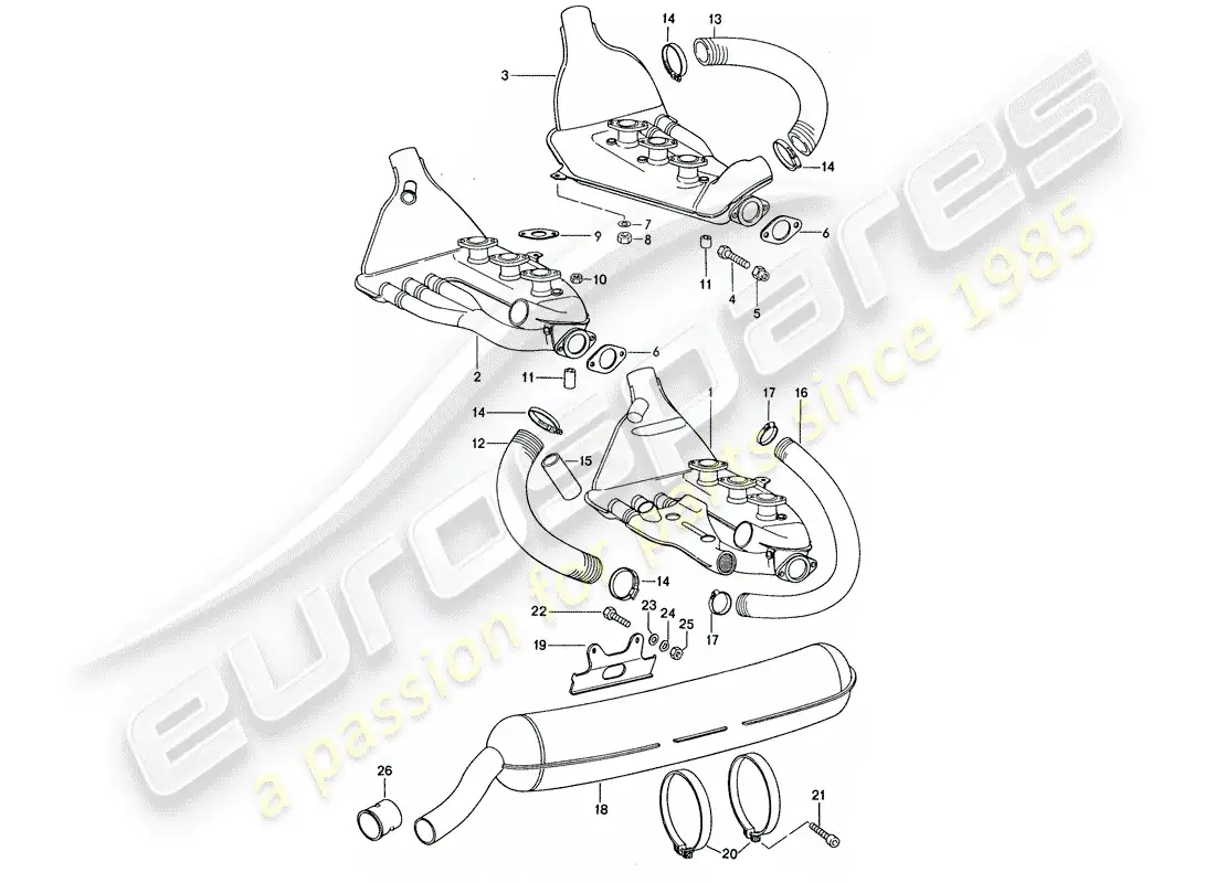 porsche 1977 (911) sistema de escape - d - mj 1974>> - d - mj 1974>> - mj 1974 diagrama de piezas