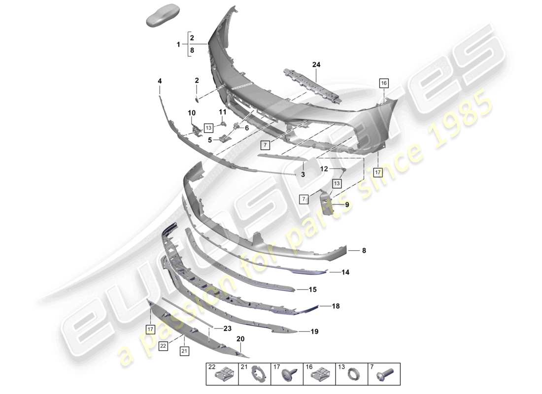 porsche 2026 (992-2 turbo / s) diagrama de piezas del parachoques sport classic