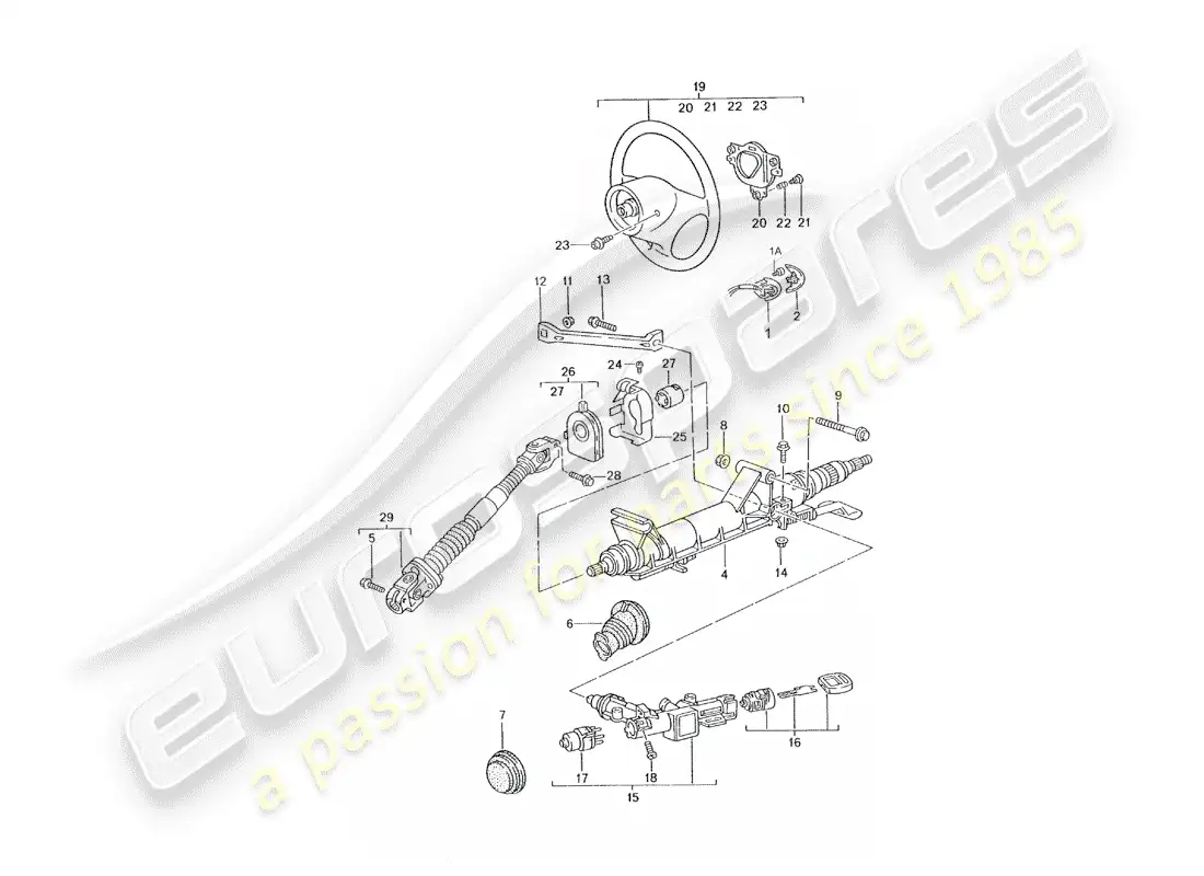porsche 2005 (996 turbo / gt2) tubo protector de dirección - eje de dirección intermedio - volantes diagrama de piezas