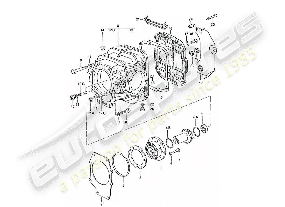 porsche 1992 (928) transmisión automática - diferencial diagrama de piezas