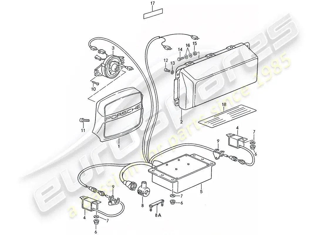 porsche 1990 (944) bolsa de aire - para diagrama de piezas