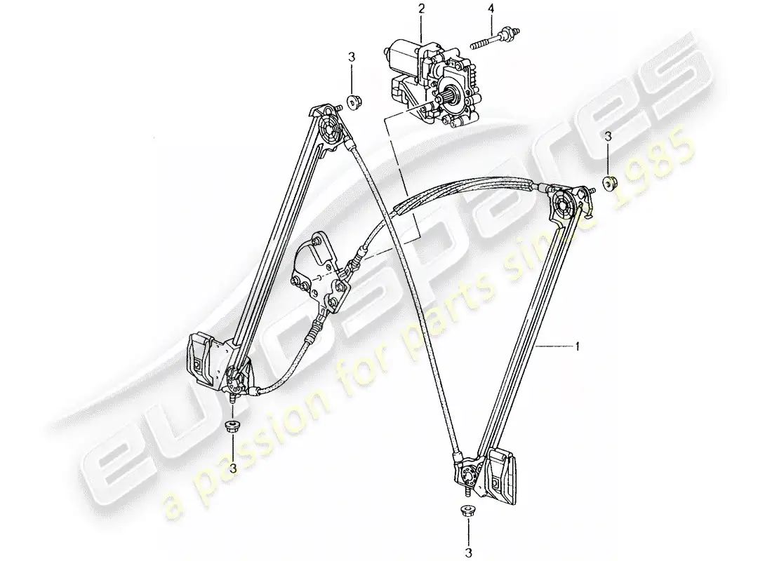 porsche 2001 (996) regulador de ventana diagrama de piezas