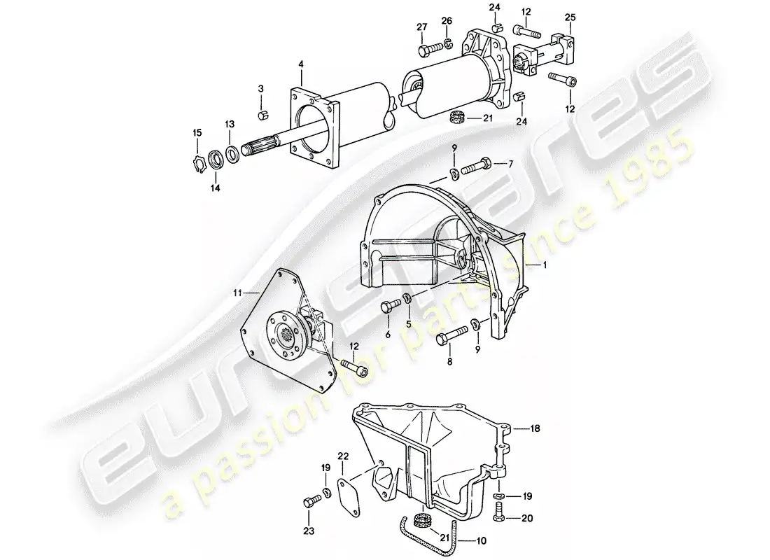 porsche 1985 (928) transmisión automática - tubo central diagrama de piezas