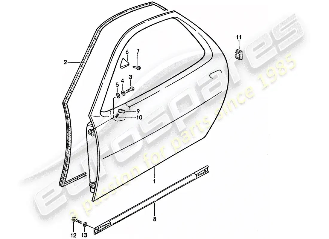 porsche 1993 (928) carcasa de la puerta diagrama de piezas