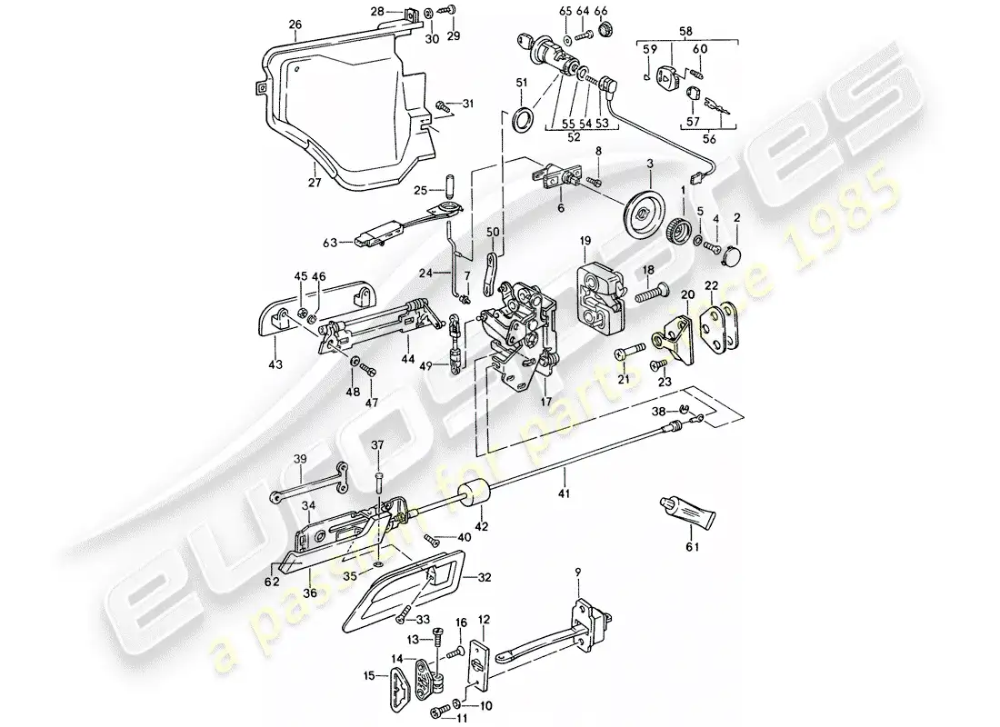 porsche 1993 (928) piezas de instalación - para - puerta diagrama de piezas