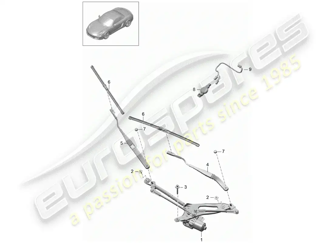 porsche 2012 (981 boxster) sistema limpiaparabrisas compl. diagrama de piezas