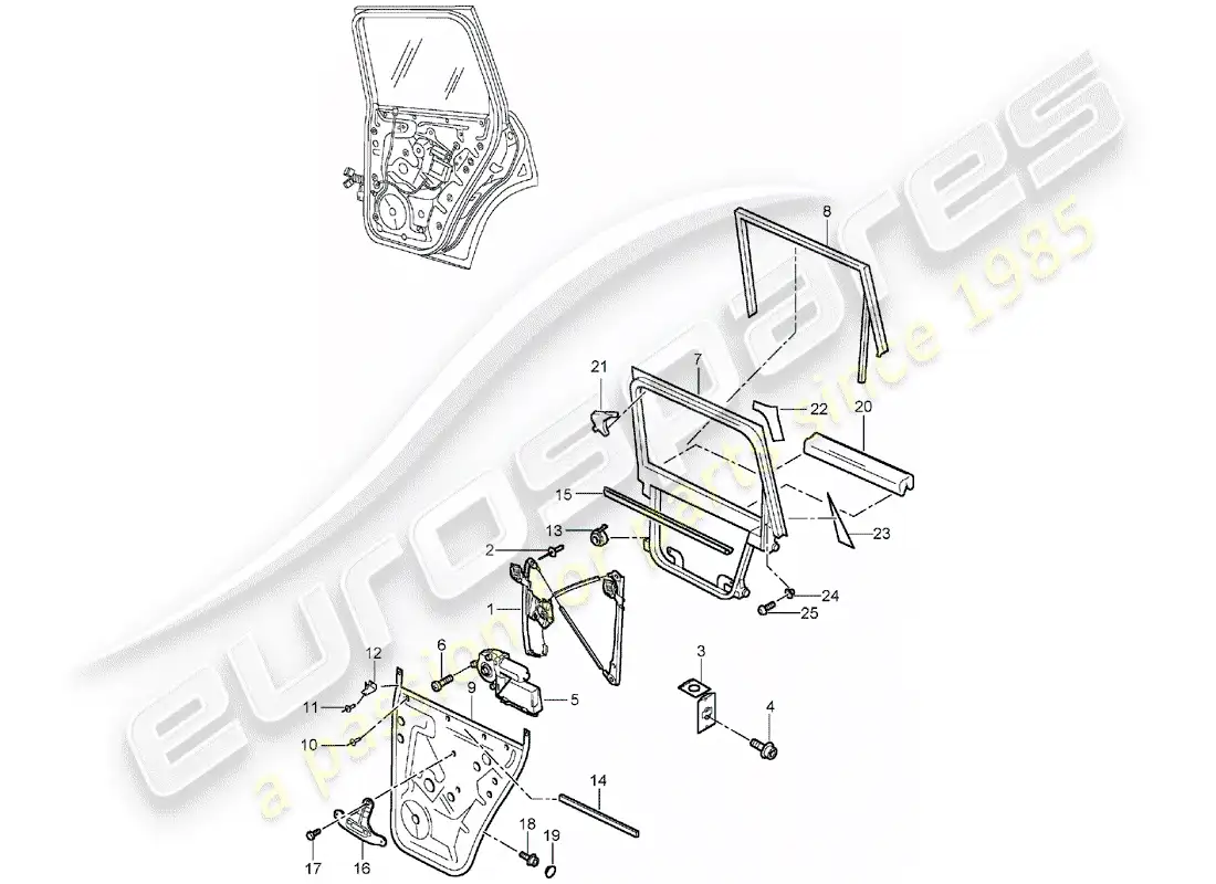 porsche 2005 (cayenne e1 9pa) regulador de ventana diagrama de piezas