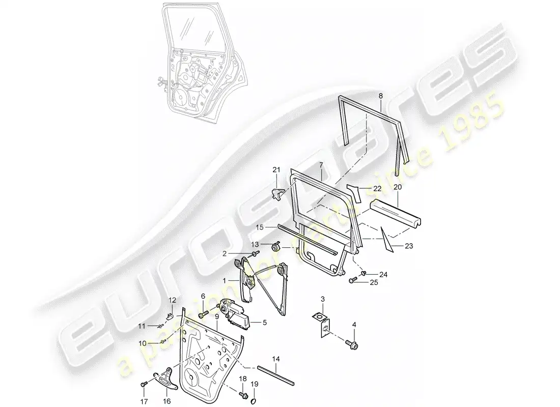 porsche 2007 (cayenne e1 9pa) regulador de ventana diagrama de piezas