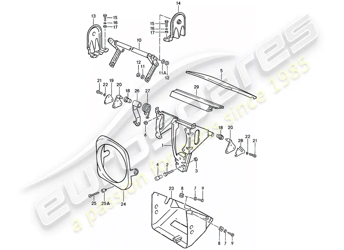 porsche 1988 (944) faro emergente diagrama de piezas