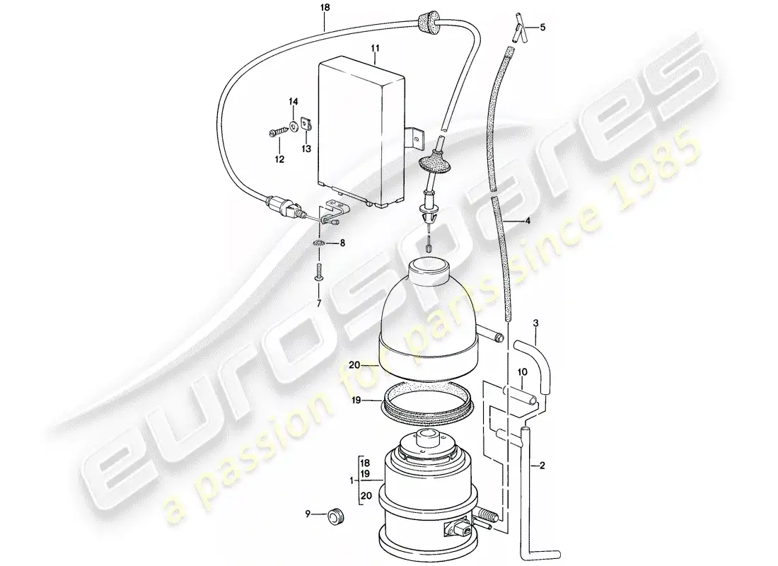 porsche 1985 (928) sistema de control de crucero diagrama de piezas
